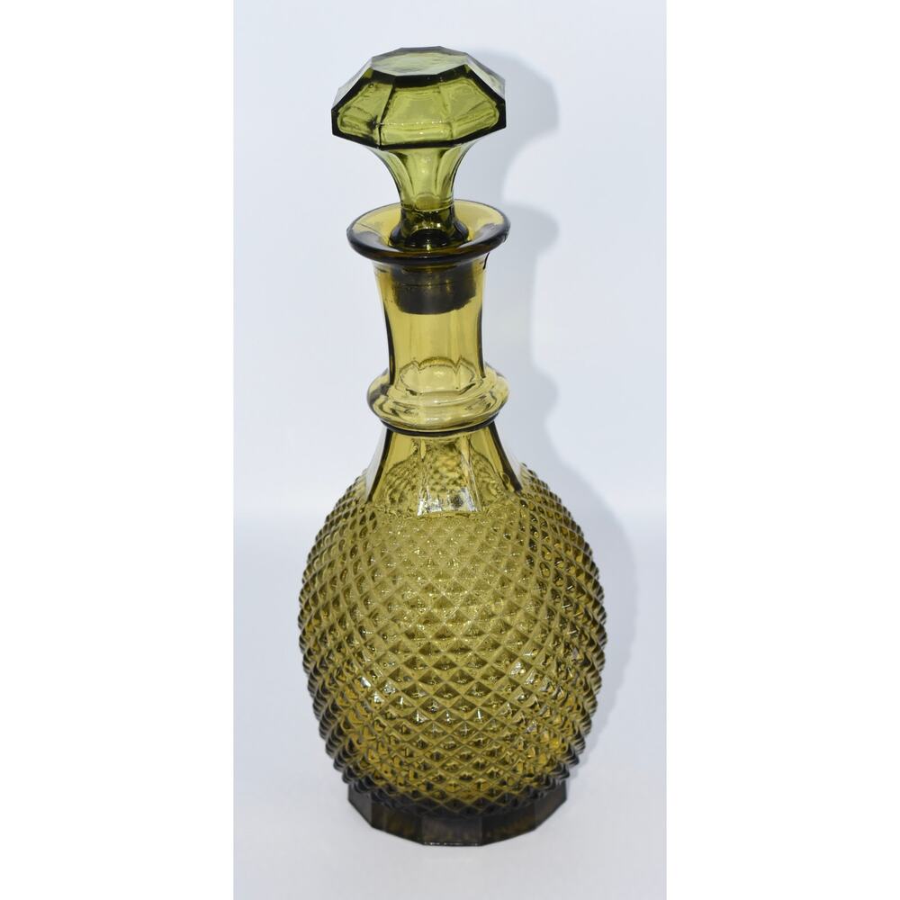 Empoli Pineapple Genie Bottles Vintage Italian Glass Decorative Decanter